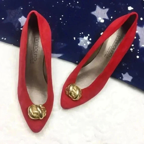 Bandolino Red Italian-Made Block Heels - Picture 1 of 7